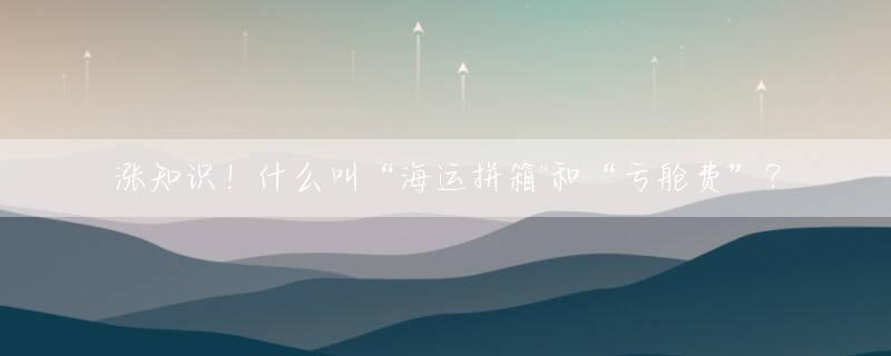 涨知识！什么叫“海运拼箱"和“亏舱费”？